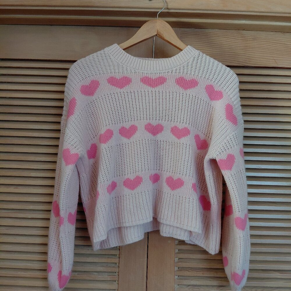 JESSICA SIMPSON Long Sleeve Heart Sweater Size L